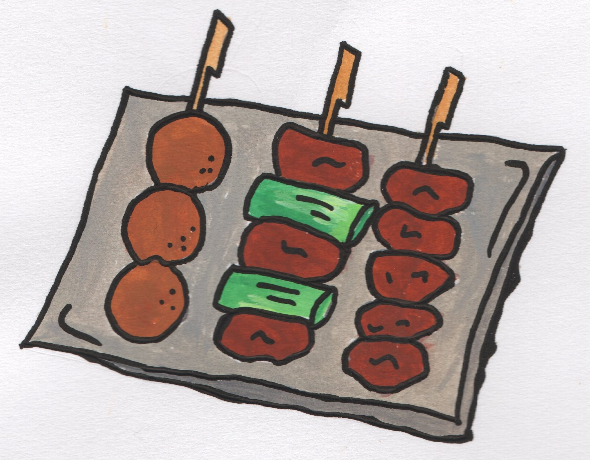 焼き鳥のイラスト 手書きの無料イラストとフリー素材屋byまい