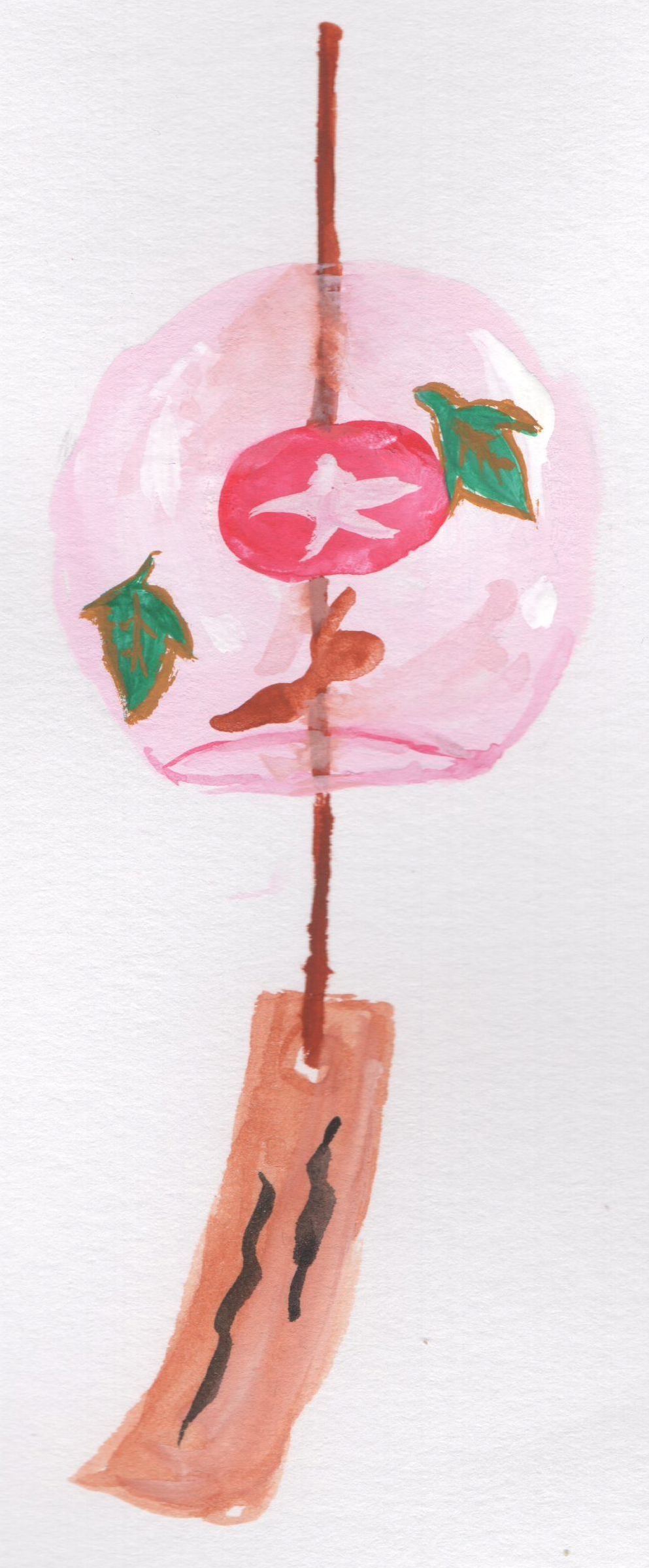 風鈴 ピンク色 水彩画のイラスト 手書きの無料イラストとフリー素材